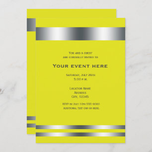 Yellow & Silver Elegant Dinner Party Event Invitation
