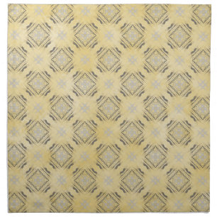 Yellow & Silver Gray Diamonds Checkerboard Pattern Cloth Napkin