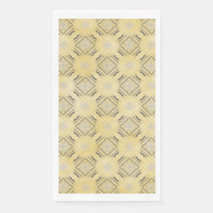 Yellow & Silver Gray Diamonds Checkerboard Pattern Paper Guest Towels