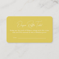 Yellow simple baby shower diaper raffle ticket