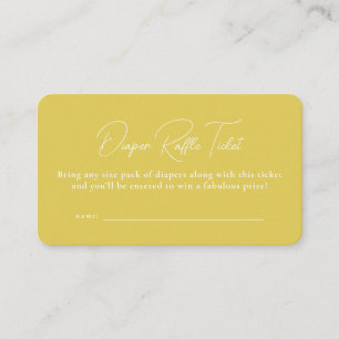 Yellow simple baby shower diaper raffle ticket enclosure card