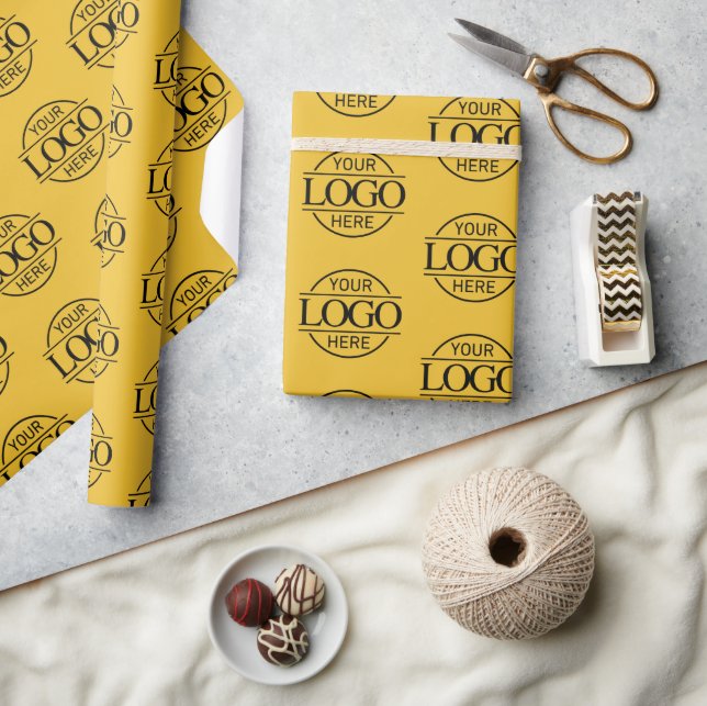 Yellow Simple Business Logo Branded Promotional Wrapping Paper (Crafts)