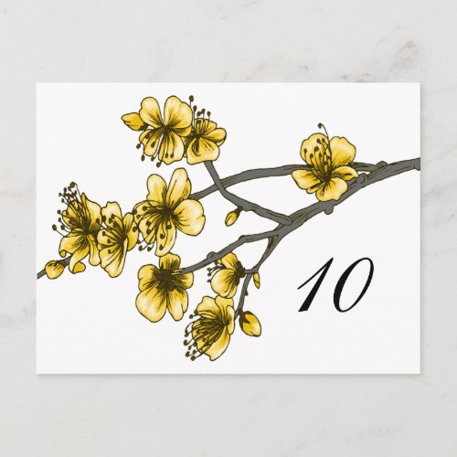 Yellow Simple Cherry Blossoms Table Number