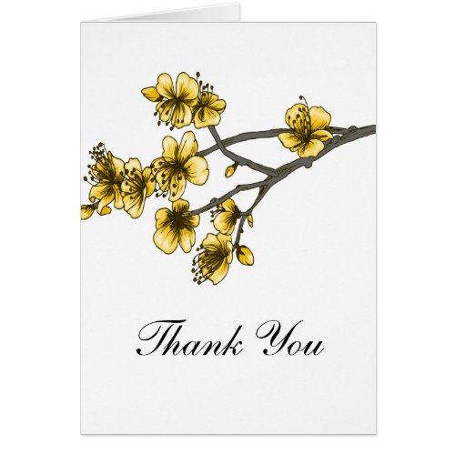 Yellow Simple Cherry Blossoms Thank You Card