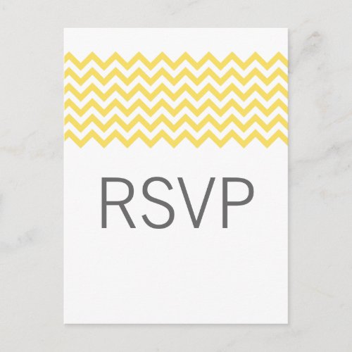 Yellow Simple Chevron RSVP Postcard