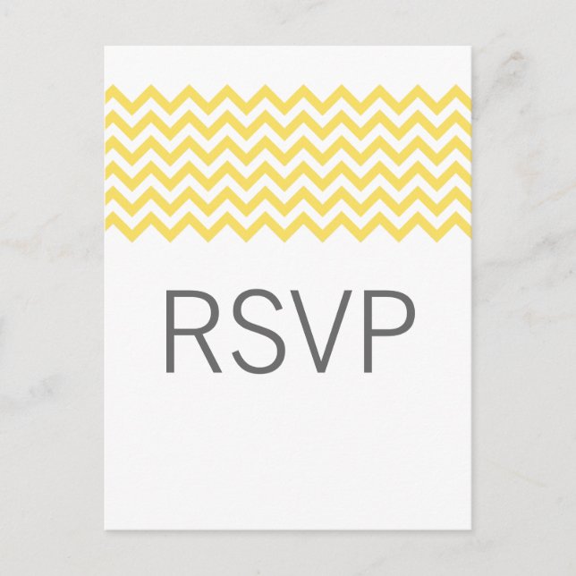 Yellow Simple Chevron RSVP Postcard (Front)