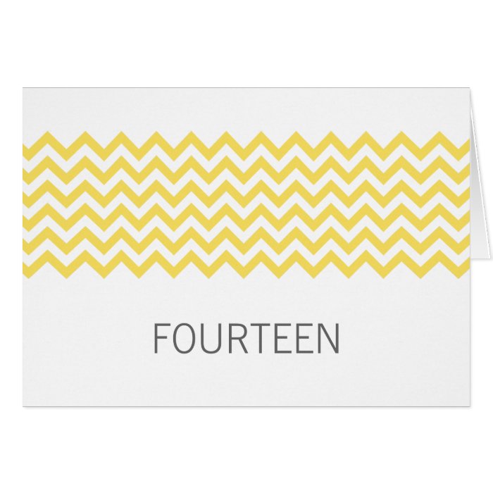 Yellow Simple Chevron Table Number Card