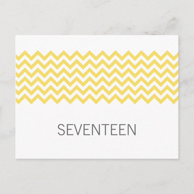 Yellow Simple Chevron Table Number Postcard (Front)