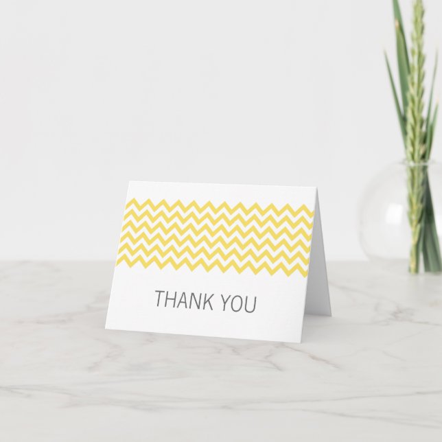 Yellow Simple Chevron Thank You Card (Front)