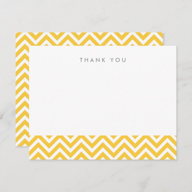 Yellow Simple Chevron Thank You Note Cards (Front/Back)