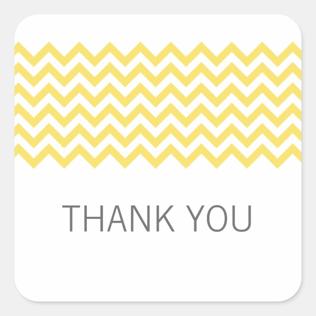Yellow Simple Chevron Thank You Stickers (Front)