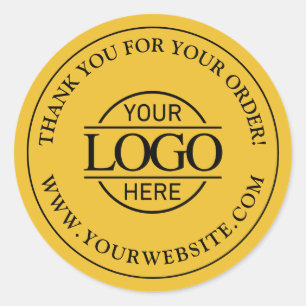 Yellow Simple Custom Busines Logo Promotional Classic Round Sticker