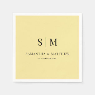 Yellow Simple Elegant Couple Initials Wedding Napkins