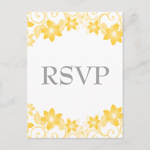 Yellow Simple Floral RSVP Postcard