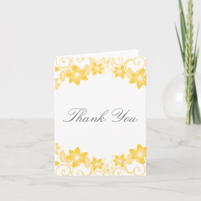 Yellow Simple Floral Thank You Card (Front)
