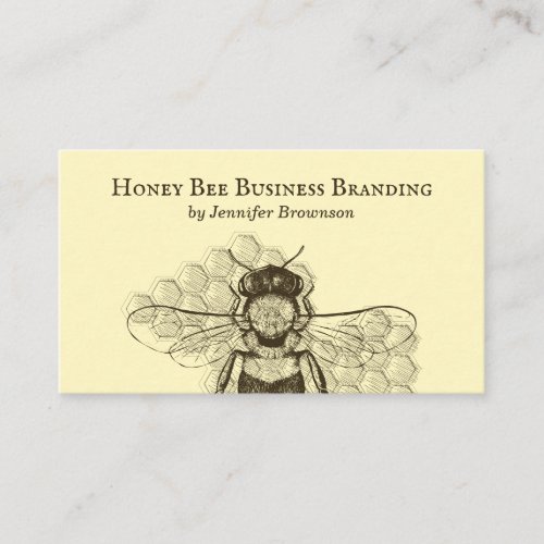 Yellow Simple Honeycomb Bee Retro Apiary Business Card