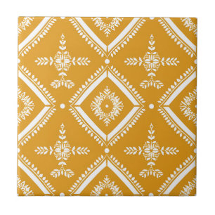 Yellow Simple Indian Geometric Elegant Rustic Ceramic Tile