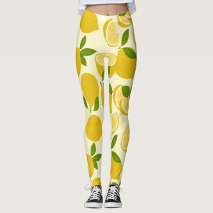 Yellow Simple Lemon Pattern Legging