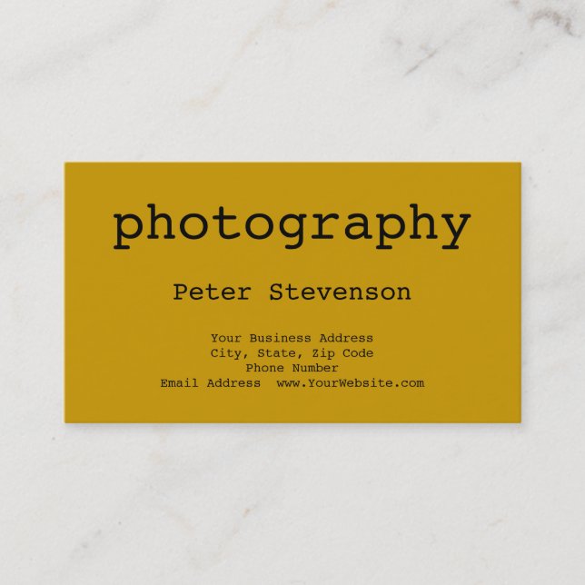 Yellow Simple Minimalist Photography Business Card (Front)