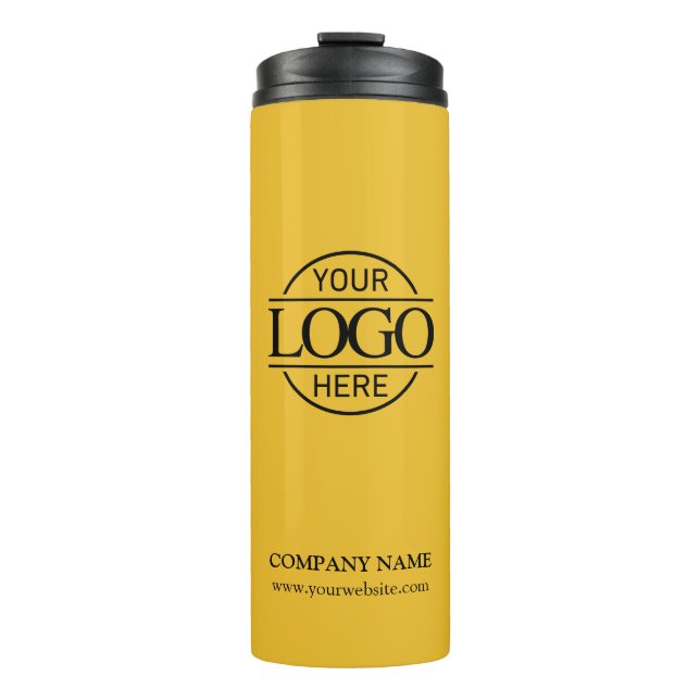 Yellow Simple Modern Branded Company Business Logo Thermal Tumbler (Front)