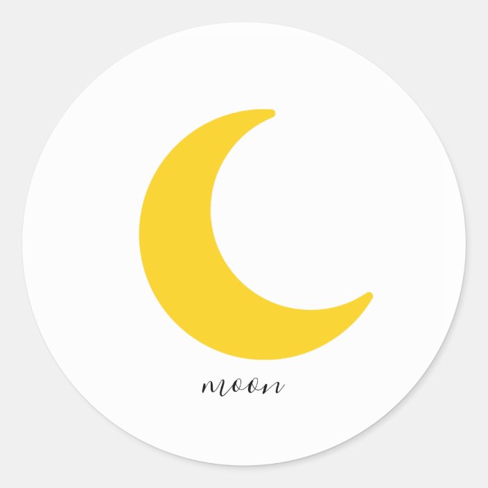 Yellow Simple Moon Round Sticker | Zazzle.com