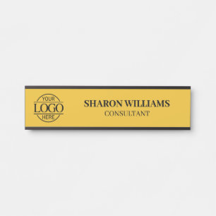 Yellow Simple Professional Custom Business Logo Door Sign