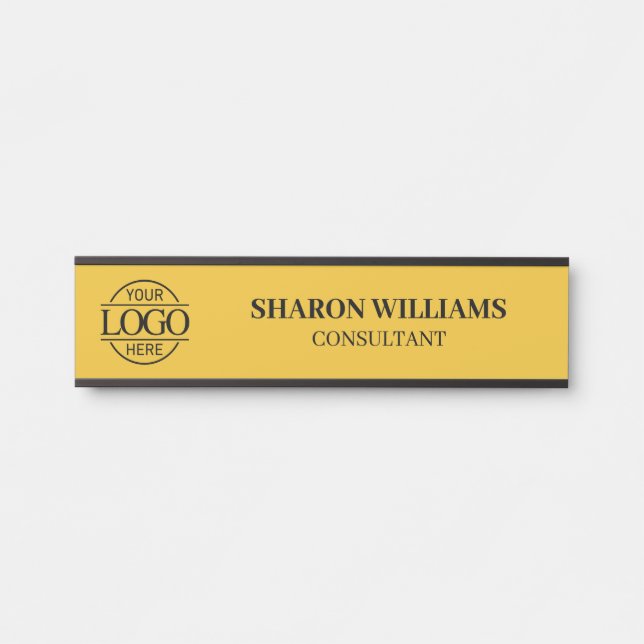 Yellow Simple Professional Custom Business Logo Door Sign (Front)