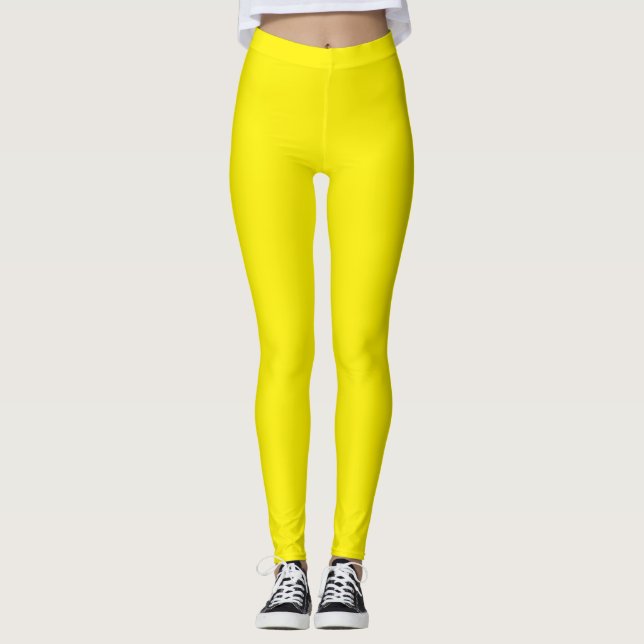 Yellow Simple Solid Leggings (Front)