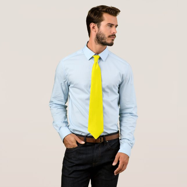 Yellow Simple Solid Plain Neck Tie (In Situ)
