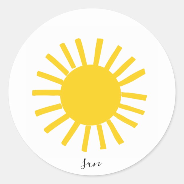 Yellow Simple Sun Round Sticker (Front)