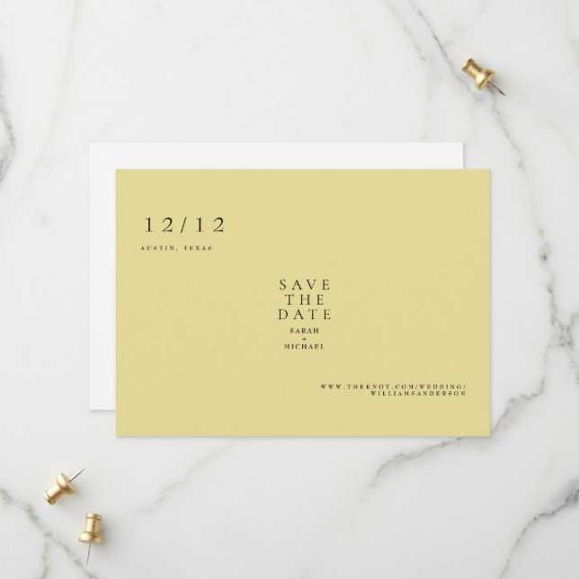 Yellow Simple Text Only Wedding Save the Date (Front/Back In Situ)