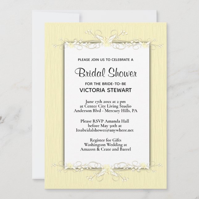 Yellow Simplicity Bridal Shower Invitation (Front)