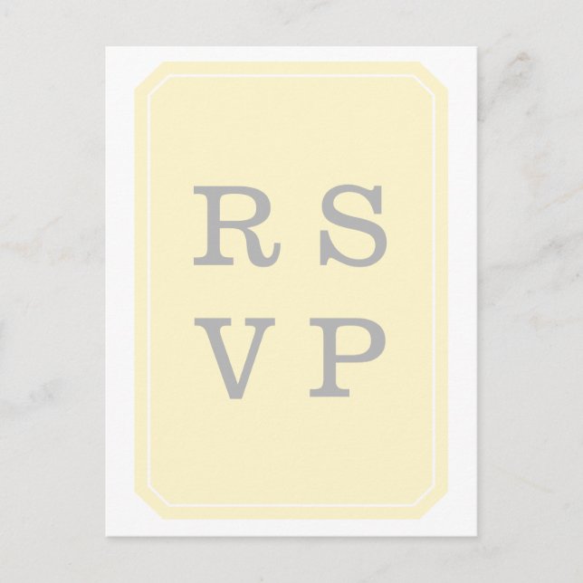 Yellow Simply Elegant Wedding RSVP Postcard (Front)