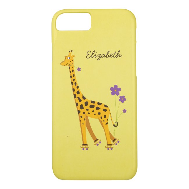 Yellow Skating Cartoon Giraffe