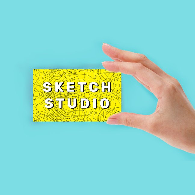 Yellow Sketch Embossed hand-drawn Line Business Card