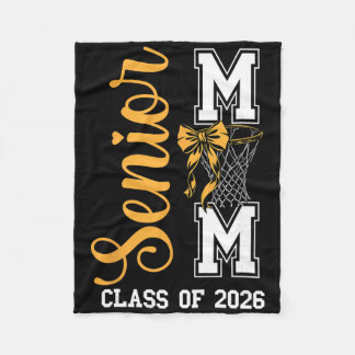 Yellow Sketll Bow Senior Mom Cl Of 2026 Graduation Fleece Blanket