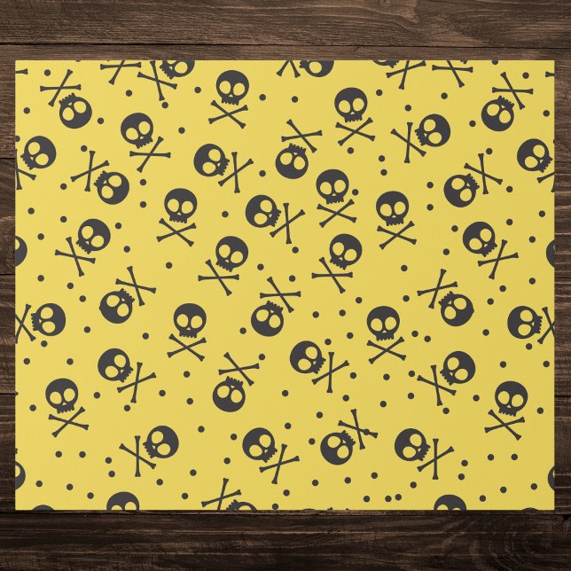 Yellow Skull and Crossbones Wrapping Paper (Creator Uploaded)