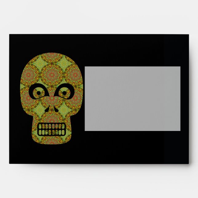 Yellow Skull Fractal Pattern Envelope (Front)