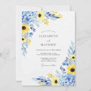 Yellow Sky Blue Cheerful Summer Wedding Invitation