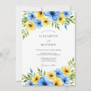 Yellow Sky Blue Gleaming Spring Wedding Invitation