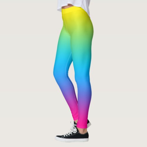 Yellow Sky Blue Magenta Gradient Leggings