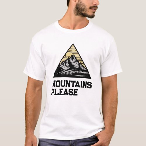 Yellow Sky Mountains Please Hiking Camping Family T_Shirt