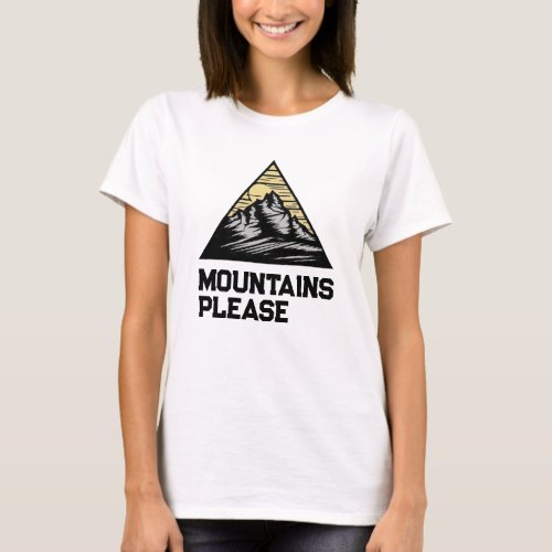 Yellow Sky Mountains Please Hiking Family Outdoor T_Shirt