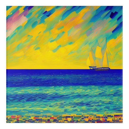Yellow Sky Race Seascape Acrylic Print