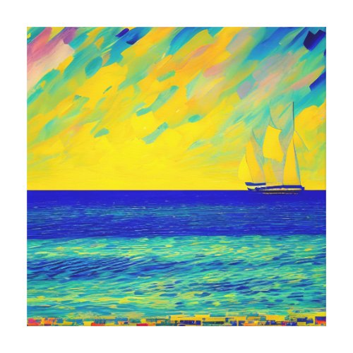 Yellow Sky Race Seascape Canvas Print