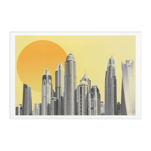 Yellow Skyscrapers Graphic Design Wall Art