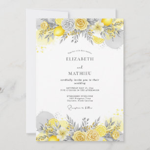 Yellow Slate Distinguished Spring Wedding Invitation