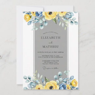Yellow Slate Gray Elegant Spring Wedding Invitation