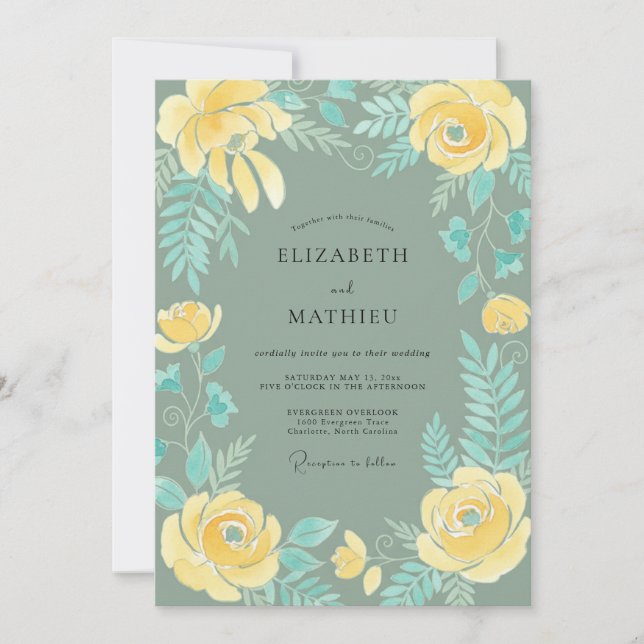 Yellow Slate Painted Wedding Invitation (Front)