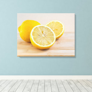Yellow Sliced Lemons Food Photography Still Life Canvas Print